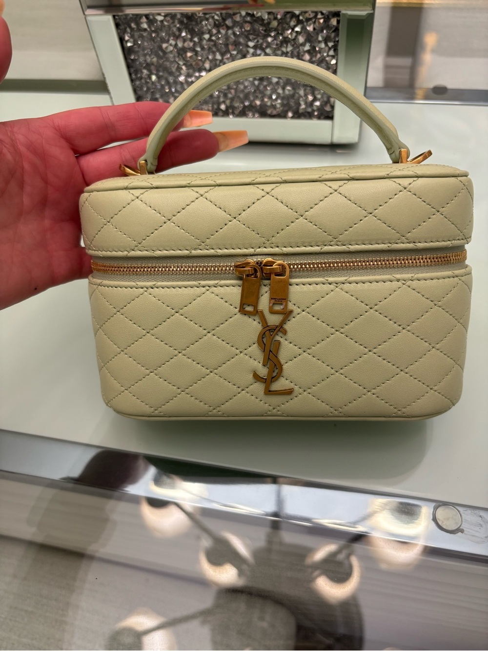 BNWT Authentic Saint Laurent Gabby Vanity Bag — Misty Jade with Gold Hardware - Picture 12 of 12